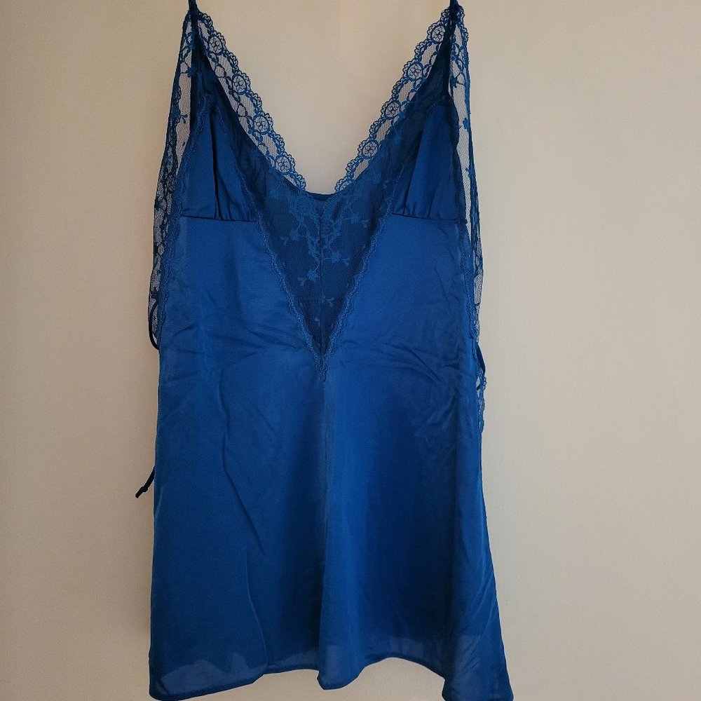 Teal Blue Kayser nightie Vintage Lace with matching panty Very Sexy!